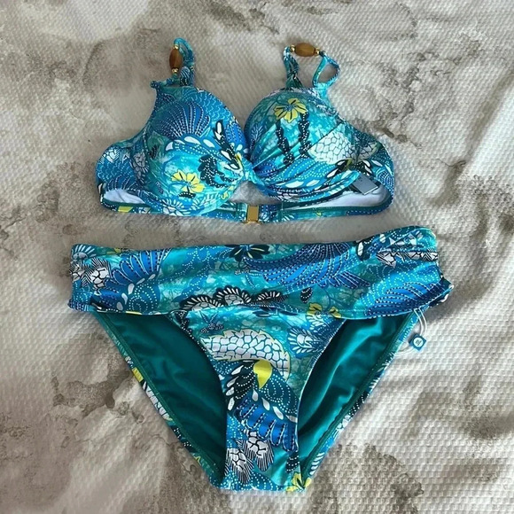 Bleu Rod Beattie Paradise Found Twisted Underwire Top and Bikini Bottom Swimsuit - Picture 6 of 10